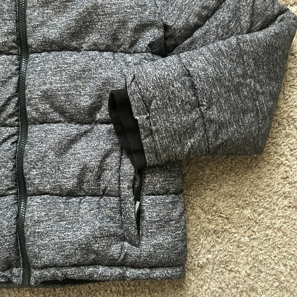 Eddie Bauer I‎ Kids Puffer Winter Hooded Jacket I Quilted Gray Black I Size M
